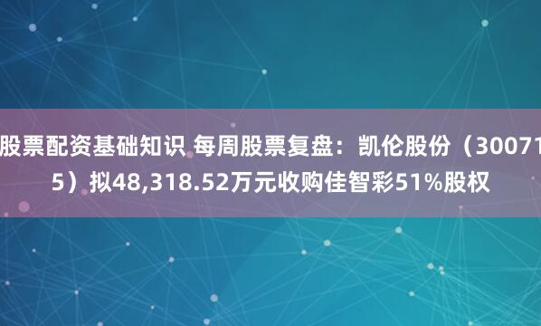 股票配资基础知识 每周股票复盘：凯伦股份（300715）拟48,318.52万元收购佳智彩51%股权