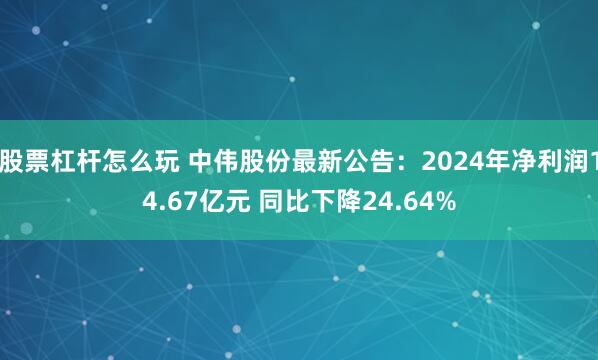股票杠杆怎么玩 中伟股份最新公告：2024年净利润14.67亿元 同比下降24.64%