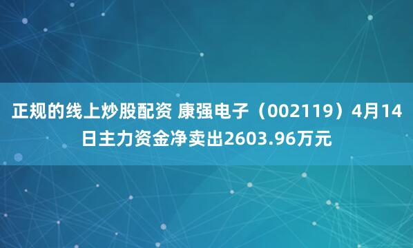 正规的线上炒股配资 康强电子（002119）4月14日主力资金净卖出2603.96万元