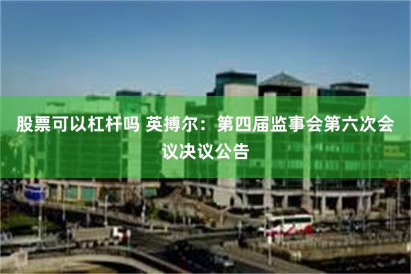 股票可以杠杆吗 英搏尔：第四届监事会第六次会议决议公告