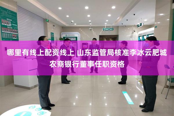 哪里有线上配资线上 山东监管局核准李冰云肥城农商银行董事任职资格
