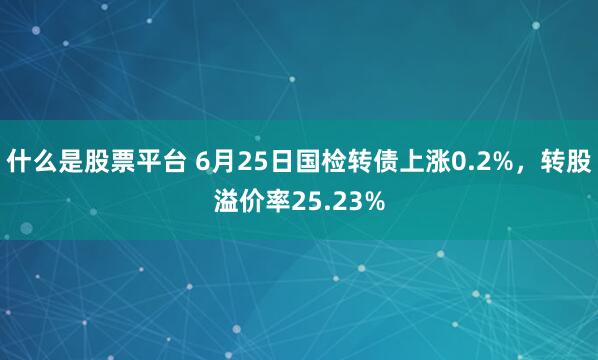 什么是股票平台 6月25日国检转债上涨0.2%，转股溢价率25.23%