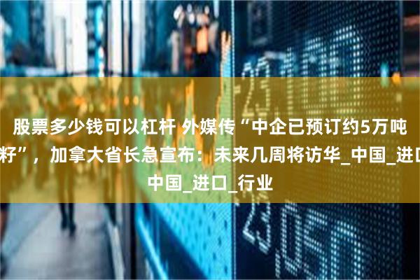 股票多少钱可以杠杆 外媒传“中企已预订约5万吨澳油菜籽”，加拿大省长急宣布：未来几周将访华_中国_进口_行业